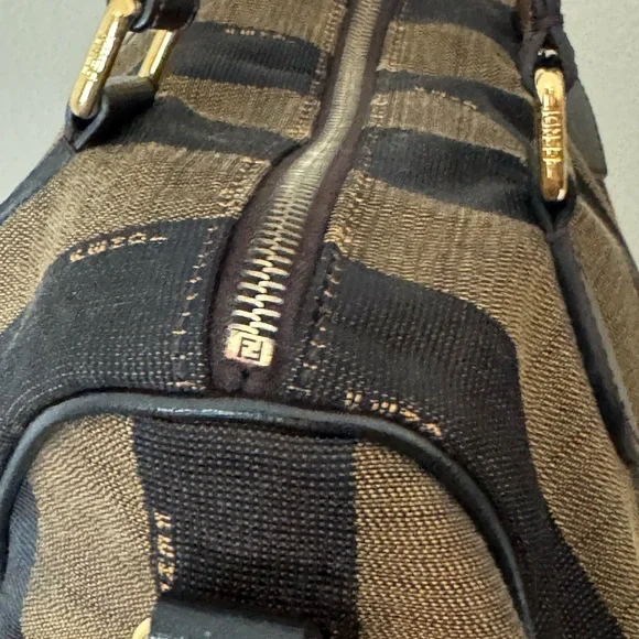 Fendi Striped Black and Brown Duffel Bag - Picture 5 of 15